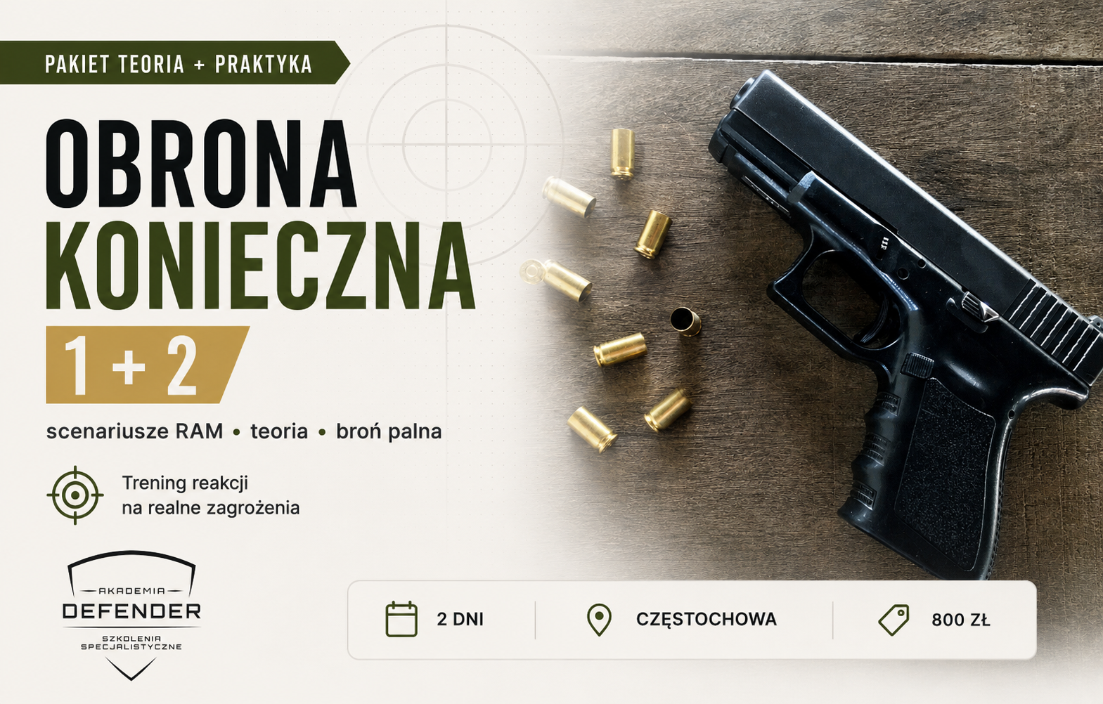 Obrona konieczna z bronią palną — baner